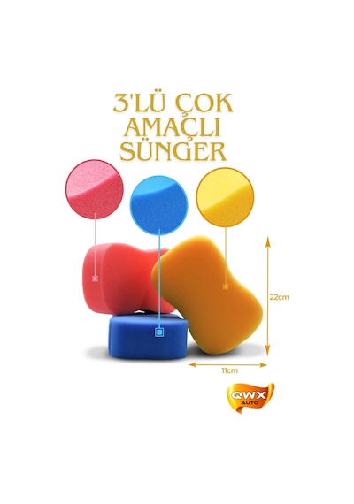 Yumuşak Oto Yıkama Süngeri Araç Yıkama Süngeri Araba Yıkama Süngeri Renkli Çok Amaçlı Sünger 3 Adet