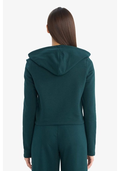 Defacto Oversize Kapüşonlu Fermuarlı Sweatshirt G6384ax25wngn465 Yeşil-gn465