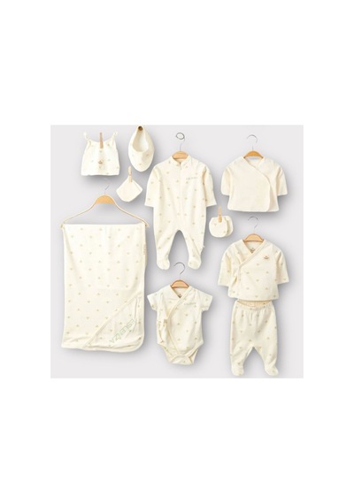 Altıntaş Baby Yenidoğan Hastane Çıkışı %100 Organik Natural 10 Parça Takım Set Bej Bej