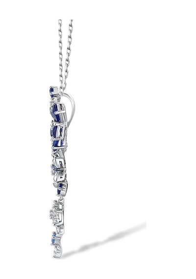 Brezza Lusso Jewelry Safir Taşlı Pırlanta Model Çiçek Demeti Kadın Gümüş Kolye 45 CM 45 CM