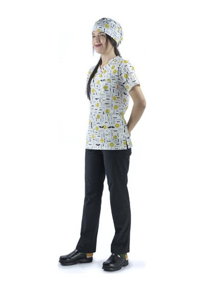 Zarf Yaka Desenli Üst - 4106 Emoji-6405