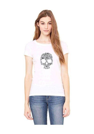 Kuru Kafa Baskılı Beyaz Kadın Tshirt (534653377)