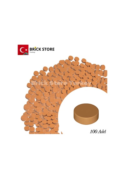 Yedek Parçalar: 100 Adet 1x1 Tile Round Yuvarlak Fayans Parçası, Medium Nougat
