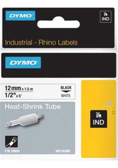 Dymo 18055 Rhinopro Beyaz-siyah Isıyla Küçülen Şerit 12 Mm X 1,5 Mt