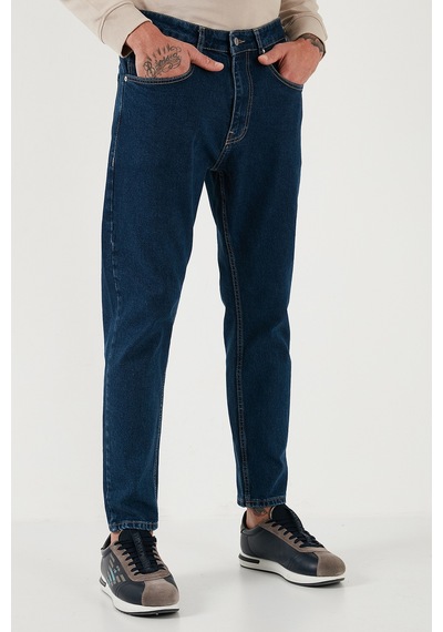 Buratti Streç Pamuklu Slim Fit Normal Bel Boru Paça Jeans Erkek Kot Pantolon 5900S34Milano Lacivert