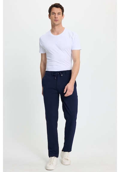 Tudors Erkek Slim Fit Dar Kesim Beli Lastikli Bağcık Detaylı Lacivert Pantolon-41666 Tudors Erkek Slim Fit Dar Kesim Beli Lastikli Bağcık Detaylı Lacivert Pantolon-41666