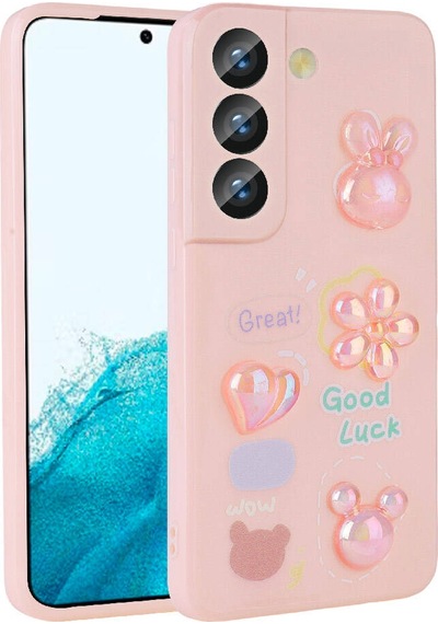 Galaxy S21 Fe Uyumlu Kabartma Figürlü Parlak Zore Toys Silikon Kılıf-pembe Pembe