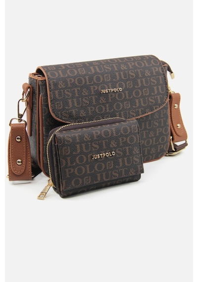 Just Polo Kadın Orijinal Just Polo Ayarlanabilir Askılı Şık El & Omuz Çantası Ve Cüzdanı Kombin Shopper Kahverengi - Taba