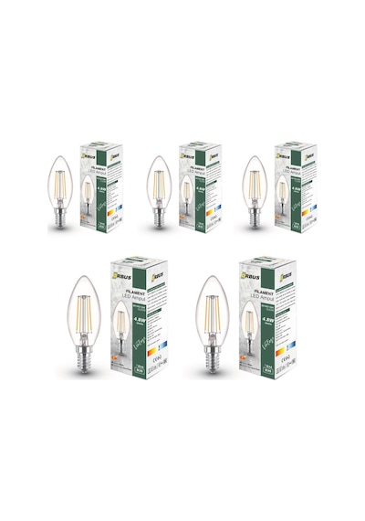 Bcb3 4w E14 Led Ampul Clear Beyaz Işık 400lm 5 Adet