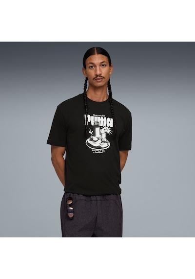 Puma Graphıc Breakfast Erkek Geniş Kesim Tişört 634432 01 Siyah