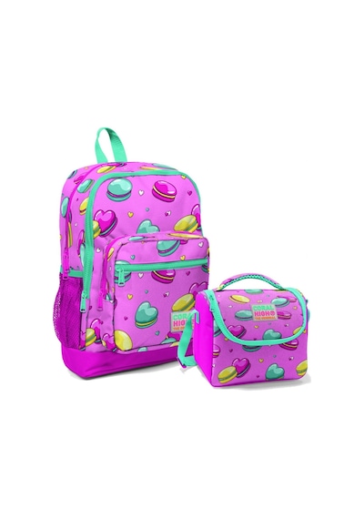 Coral High Pembe Makaron Kız Çocuk İlköğretim Okul Sırt Çantası Ve Beslenme Çanta Seti