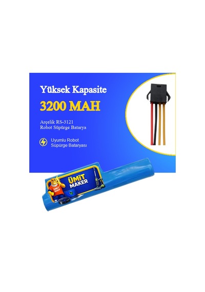 Arçelik Rs-3121 Robot Süpürge 3200 Mah 14.4 V Batarya  Uyumlu Uzun Ömürlü, Yüksek Performans Pil