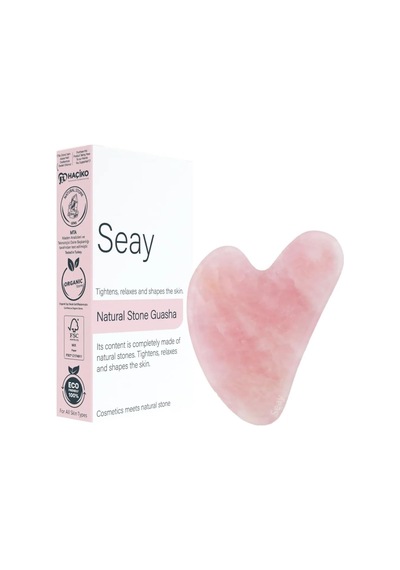Seay Pembe Kuvars Taşı Gua Sha Yüz Bakımı Kalp Guasha Pembe Quartz Face Guasha 1. Kalite