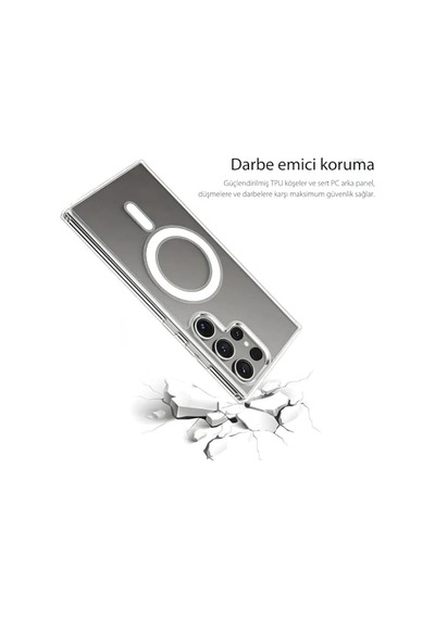 Tr Samsung Galaxy S23 Ultra Magsafe Uyumlu Şeffaf Kılıf Manyetik Kablosuz Şarj Destekli, Darbe Emici Ve Dayanık Diğer