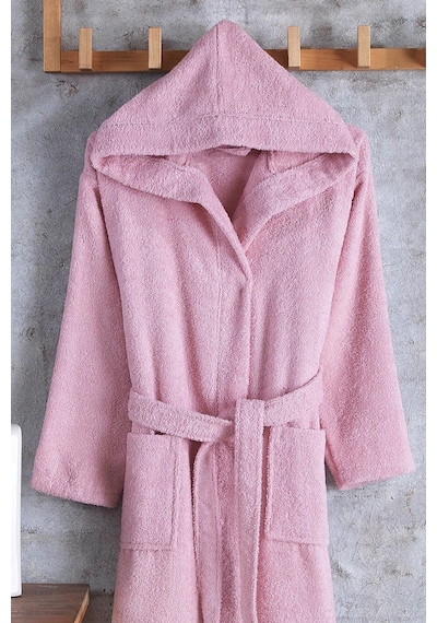 Pamuklu Kapşonlu Genç Bornoz Unisex Garson Boy Bornoz 001