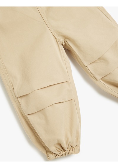 Koton Paraşüt Jogger Pantolon Cepli Pamuklu Bej 4smg40014ad Ekru