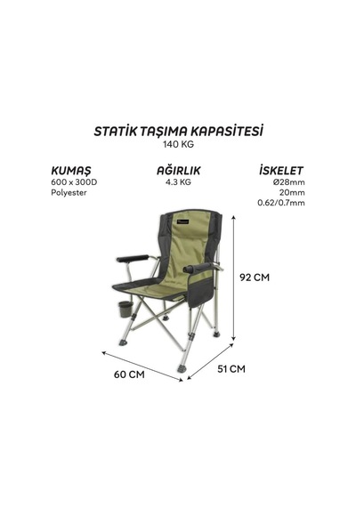 Freecamp Huxley Trail Katlanır Sandalye Yeşil 205928 Çok Renkli