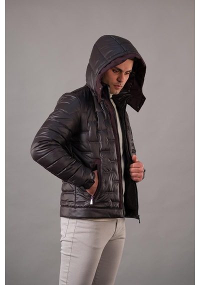 Regular Fit Kapşonlu Astarlı Kapitone Erkek Mont 001
