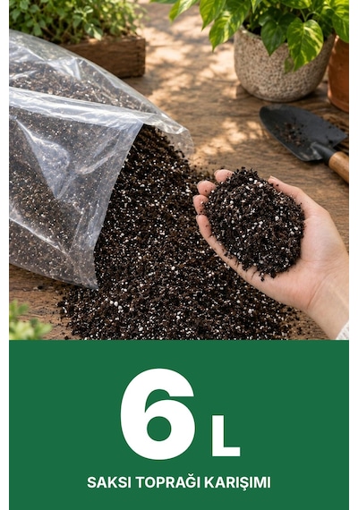 Premium Saksı Toprağı Karışımı --- Saksına Göre, İhtiyacın Kadar --- Jiffy Sphagnum Torf + Perlit + Cocopeat --- Steril, Böcek Yapmaz 6 L
