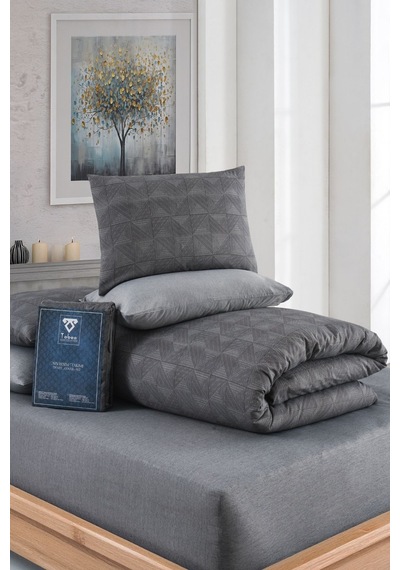 Veramoni Soft Dreams Line Çift Kişilik Pamuklu Desenli Nevresim Takımı - Antrasit