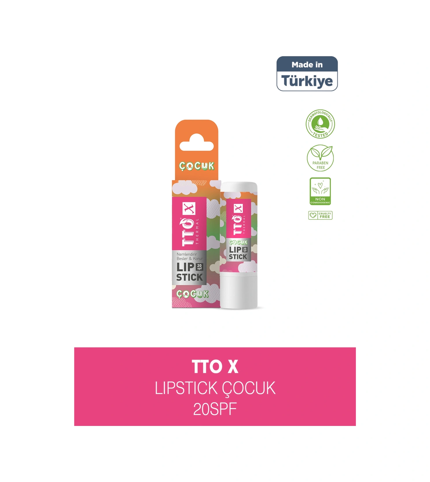 Tto X Çilek Aromalı Çocuk Lip Stick 20 Spf Korumalı