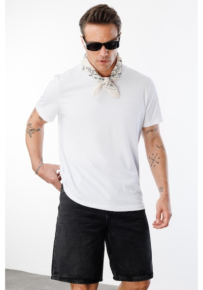 Genius Store Erkek T-shirt %100 Pamuk Regular Fit Standart Kesim Bisiklet Yaka Basic Tişört Basıc-t-shırt1 Beyaz
