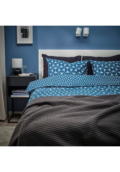 Ikea Angsnejlıka Çift Kişilik Nevresim Takımı 220 X 240 Cm Gök Mavisi - Mavi Gök Mavi