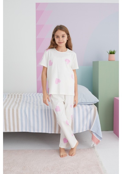Siyah İnci Pamuklu Örme Pijama Takım 24117053 Çok Renkli
