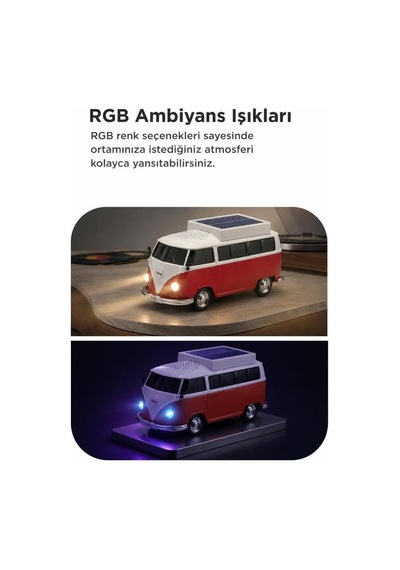 Premium Dekoratif Oda Bahçe Bluetooth Hoparlör Retro Araba Vosvos D70 Yeşil