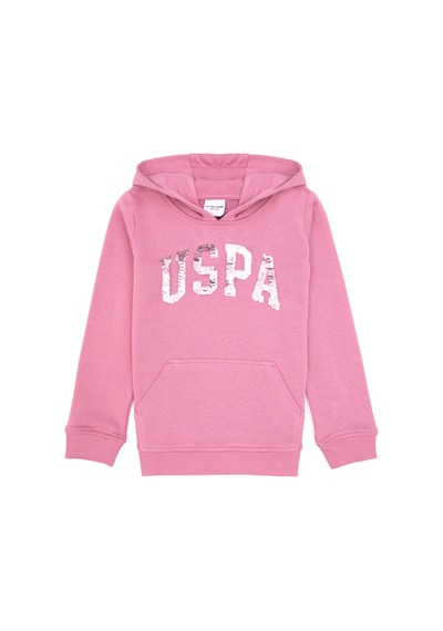 U.S. Polo Assn. Kız Çocuk Pembe Payet İşlemeli Kapüşonlu Basic Sweatshirt 50314312-VR167