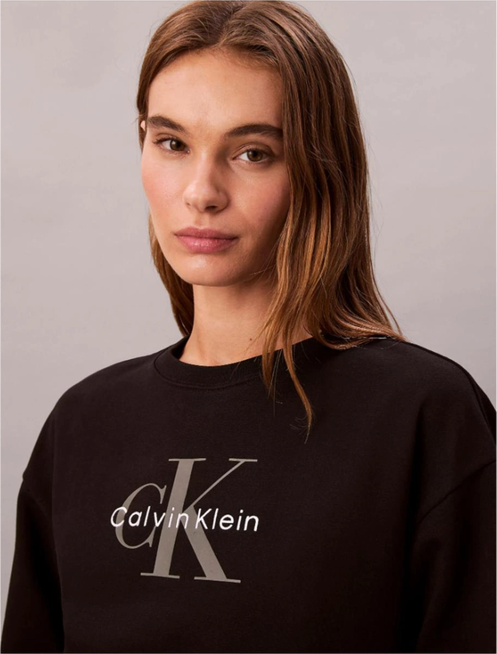 Calvin Klein Ck Lv047b234g Ls Monologo French Terry Rlxd Cr Kadın Sweatshırts-10859 Bordo