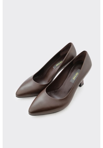 Derinet Hakiki Deri Kadın Stiletto Kahve Kahve