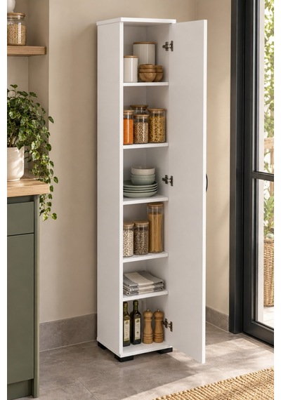 Sulorahome Çok Amaçlı Beyaz Kiler Dolabı 30 Cm Genişlik