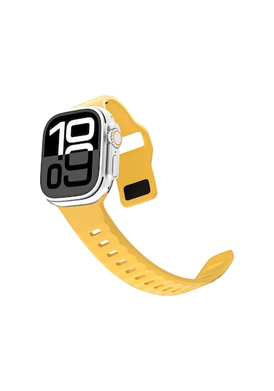 Watch Ultra 49mm Kordon Çift Renk Özel Tasarım Krd-160 Silikon Strap Kayış Sarı