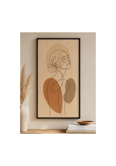Modern Soyut Vücut Formu Uv Baskı Ahşap Tablo - Minimalist Line Art Dekoratif Duvar Sanatı