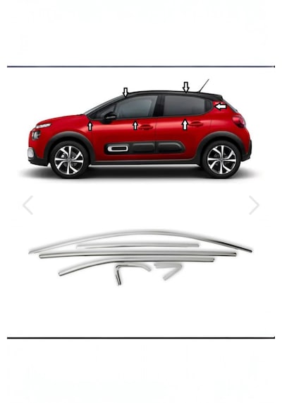 Citroen C3 2017 Üzeri Tam Tur Krom Cam Çerçeve 12 Parça