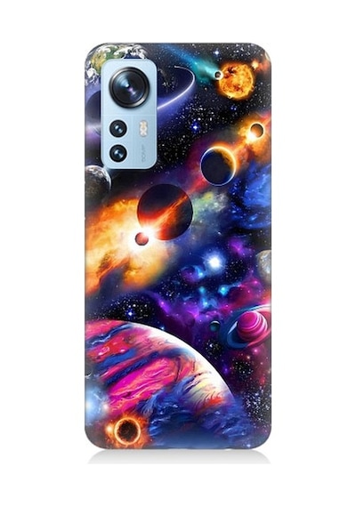 Xiaomi 12 Uyumlu Uzayda Gezegenler Ve Galaksiler Desenli Silikon Kılıf