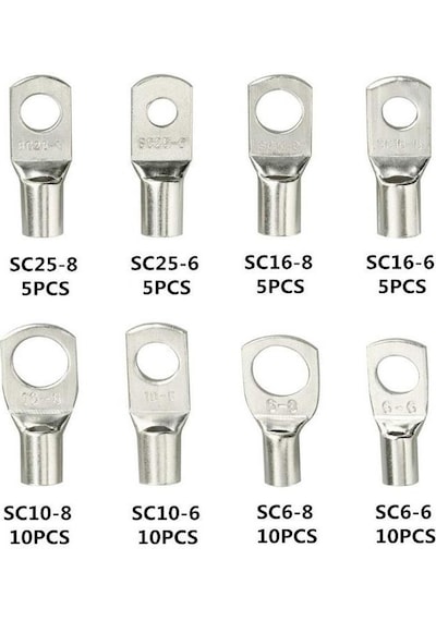 60 Adet Skp Sıkmalı Kablo Pabucu 6-25mm 8 Çeşit Şeffaf Çantada