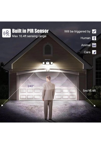 Güneş Enerjili Hareket Sensörlü, 3 Taraflı 171 Cob Led Aydınlatma/gt-sl15