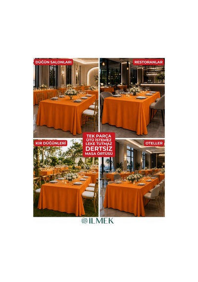 Dertsiz Dikdörtgen Masa Örtüsü 320x220cm - Dikişsiz Ütü İstemez - Düğün Davet Organizasyon Otel Restoran Kiremit Kiremit Dertsiz Dikdörtgen Masa Örtüsü 320x220cm - Dikişsiz Ütü İstemez - Düğün Davet Organizasyon Otel Restoran Kiremit Kiremit
