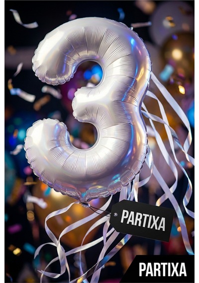 Beyaz 32 İnç Rakam 3 Folyo Balon 3 Yaş Doğum Günü Konsepti Sayı Balonu Helyum Uyumlu Parti Dekorasyon Süsleme Çok Renkli