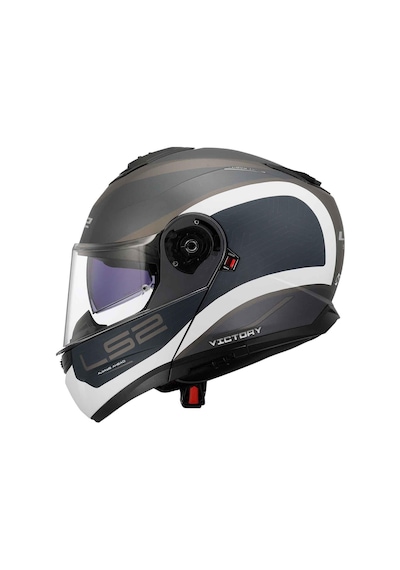 Ls2 Strobe 2 Victory Çene Açılır Kask Mat Gri - Mavi - Kum