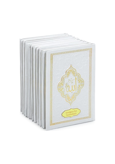 10 Adet İsme Özel Kabartmalı Mevlüt Hediyelik Ciltli Yasin Kitabı - Çanta Boy 128 Sayfa - Beyaz