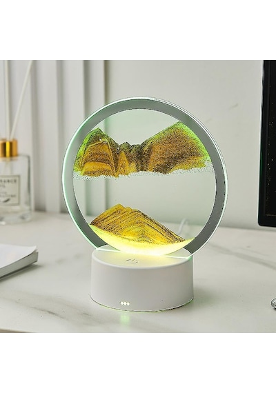 Hareketli Kum Sanatı Led 360 Derece Dönen Gece Lambası Sarı