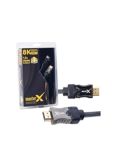 Masterx Mx-18938 Örgülü 60hz Ultra Hd 1.5 Metre Örgülü 8k Hdmı Kablo Standart