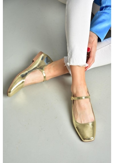 Fox Shoes S726252508 Altın Rugan Kadın Babet Altın