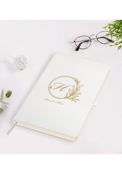 Kişiye Özel Baş Harf İsim Tasarımlı Beyaz Defter-8