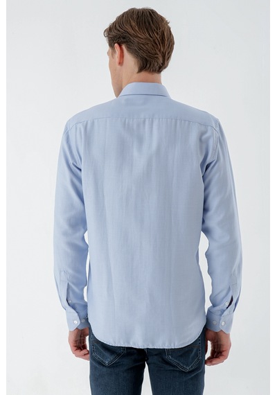 Morven Erkek Mavi Trend Baskılı Desenli İtalyan Yaka Slim Fit Gömlek 24mc004013300 Mavi