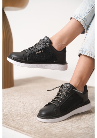 Garantili D0703 Günlük Ortopedik Kadın Sneaker Spor Ayakkabı Siyah