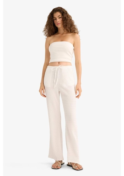 Defacto Wide Leg Cepli Normal Bel Standart Boy Bürümcük Pantolon F7659ax25auwt32 Beyaz